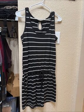Black & White Striped Tank Romper